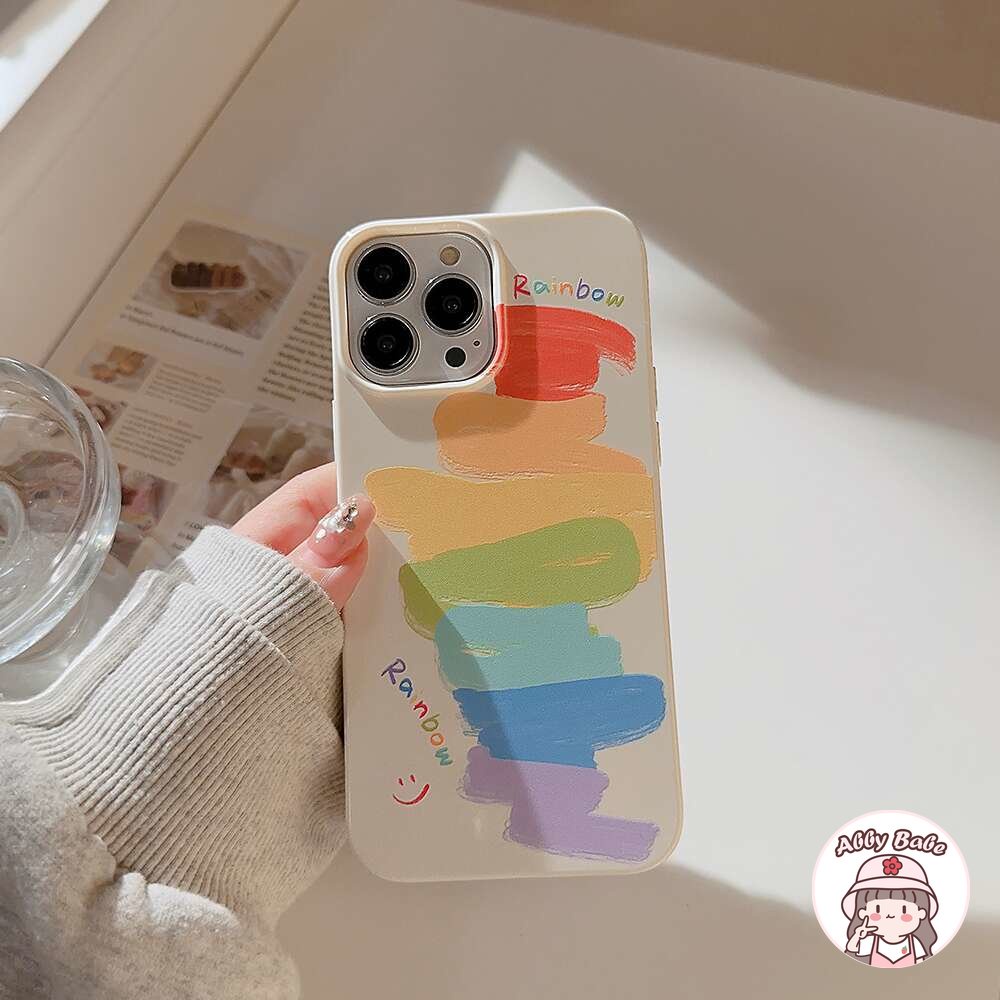 Ốp Điện Thoại TPU Mềm Bo Viền Chống Bụi Màu Cầu Vồng / Trắng Cho IPhone 14 Pro Max 13 12 11 Pro Max