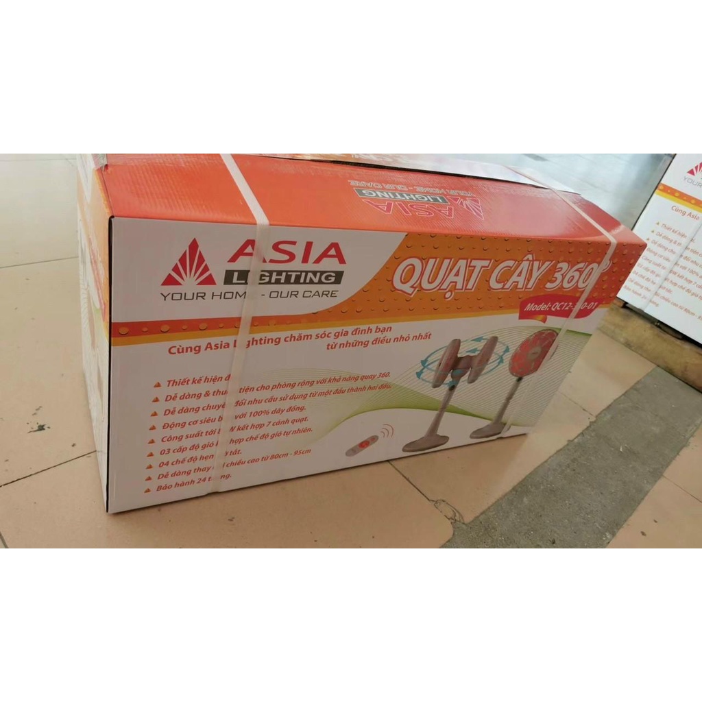 Quạt cây Asia quay 360 độ bảo hành chính hãng 2 năm - Quạt 2 đầu QC12-360 siêu êm, mát và sang trọng
