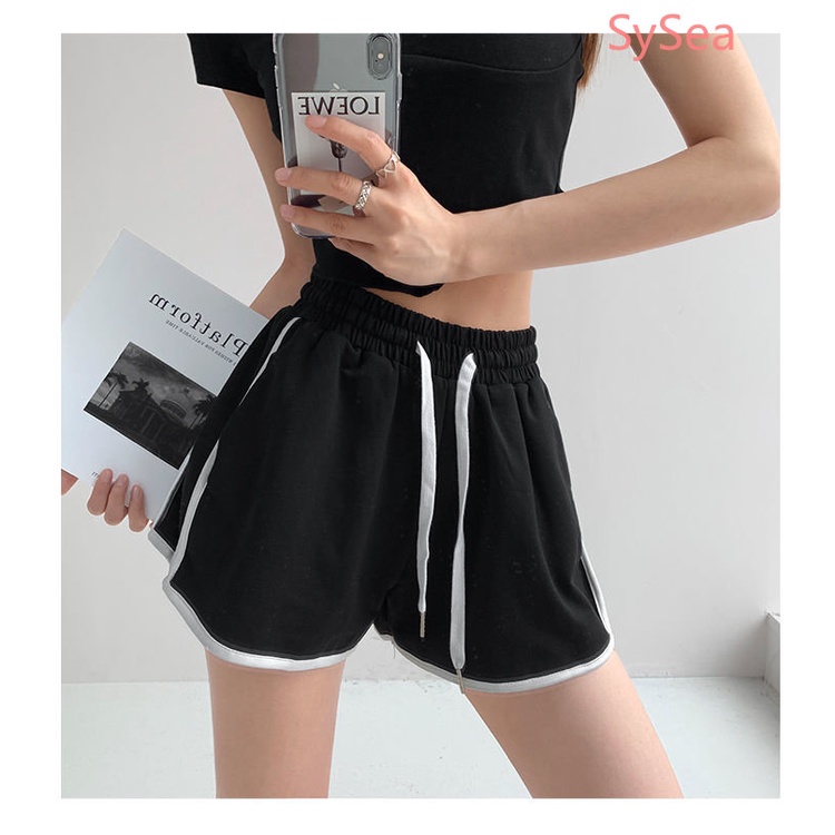 Quần Short Thể Thao Lưng Cao Kiểu Dây Rút Plus Size Cho Nữ