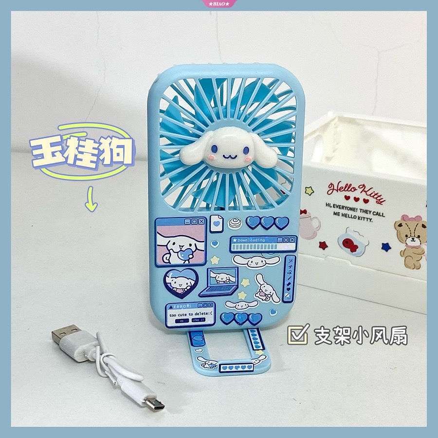 SANRIO Quạt Sạc Usb Cầm Tay Hình Hello Kitty Kuromi Cinnamoroll