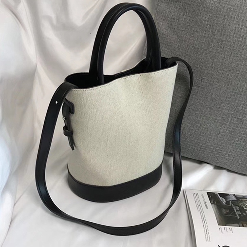 Ielgy Túi canvas Đeo Chéo Màu Sắc Tương Phản Phong Cách Đơn Giản