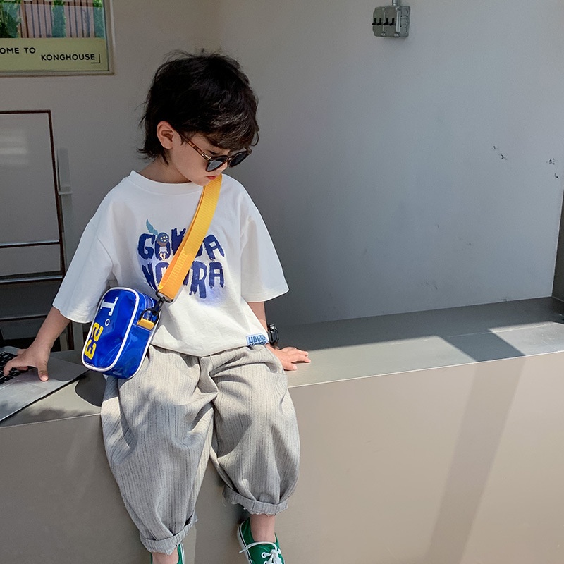 Bololo Túi Da PU Đeo Chéo Mini In Chữ Đơn Giản Thời Trang Dành Cho Bé Trai