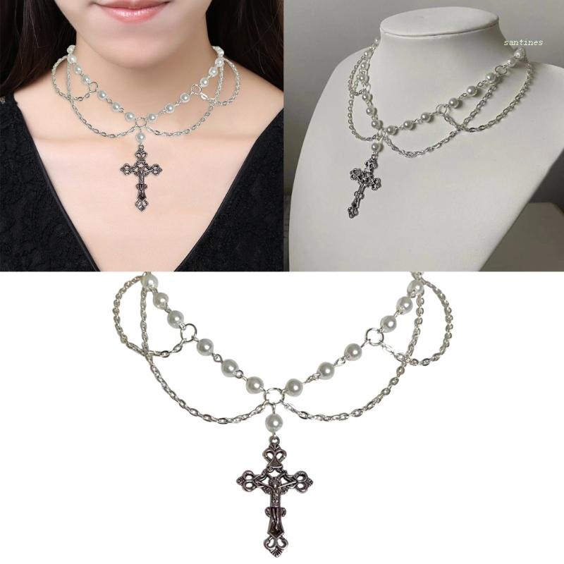 Vòng cổ Nhiều Lớp Thiết Kế Hình Thánh Giá Thời Trang Cao Cấp Cho Nữ