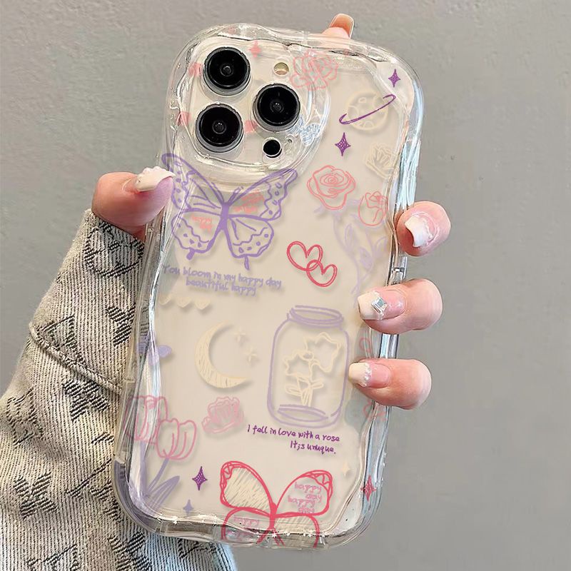 ✅Ốp Điện Thoại Mềm Trong Suốt In Hình Bướm Cho iPhone14 / 13promax 12 / 11 7 / 8p xs / xr 1Os