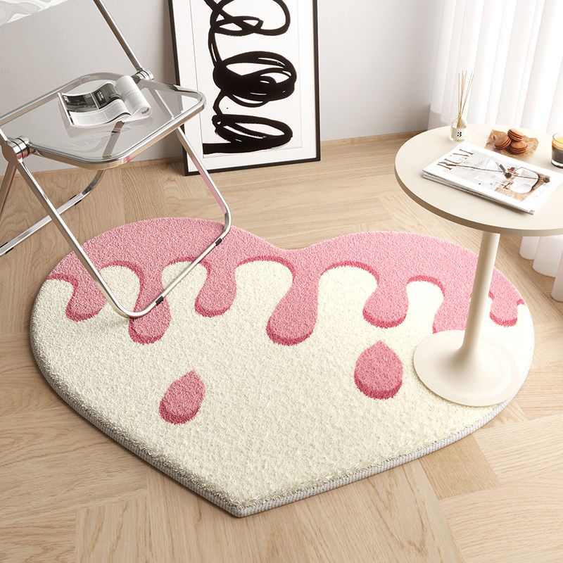 Thảm Lót Sàn Phòng Khách / Ngủ Chất Liệu Cashmere Dày Dặn Chống Trượt Hình Trái Tim Dễ Thương