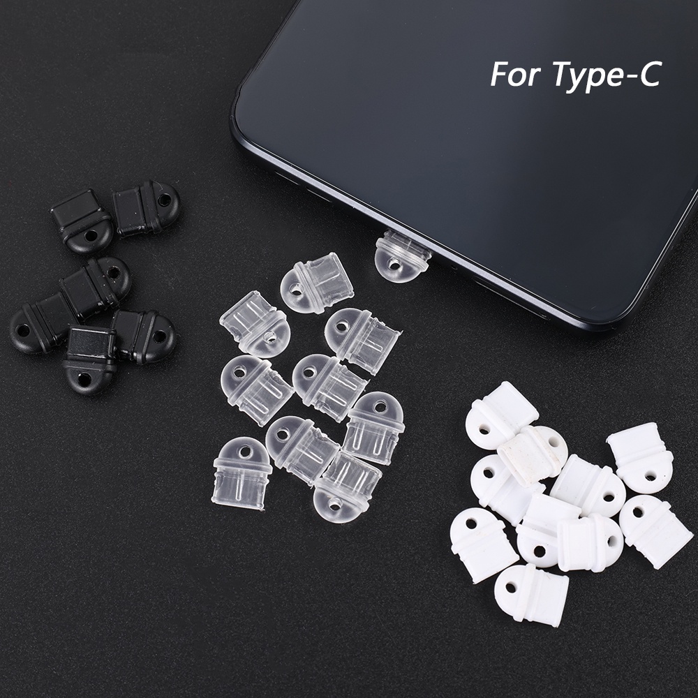 1 / 10 Miếng Dán Hai Mặt Bằng PVC Mềm Trong Suốt Chống Bụi Chống Mất Có Lỗ Type-C DIY