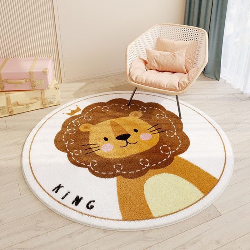 Thảm Lót Sàn Giả cashmere Dày Dặn Hình Tròn Trang Trí Phòng Khách / Phòng Ngủ Cho Bé SJHY0316 JP5VN