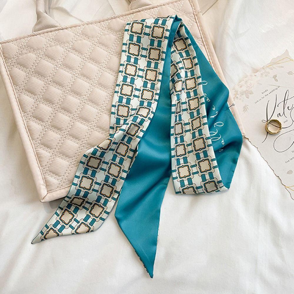 Khăn Quàng Cổ Dài Bằng Lụa Satin In Họa Tiết Da Báo / Hoa Lá Cổ Điển Thời Trang Cho Nữ