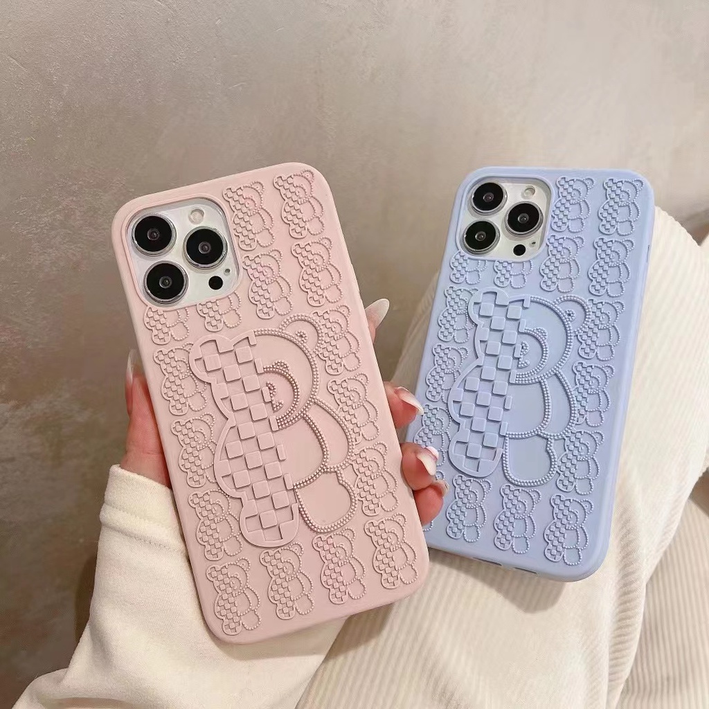 Ốp Điện Thoại Silicon Mềm Hình Gấu 3d Nhiều Màu Cho iPhone14 14promax 14pro 14plus 13 13promax 13pro 12 12promax 11