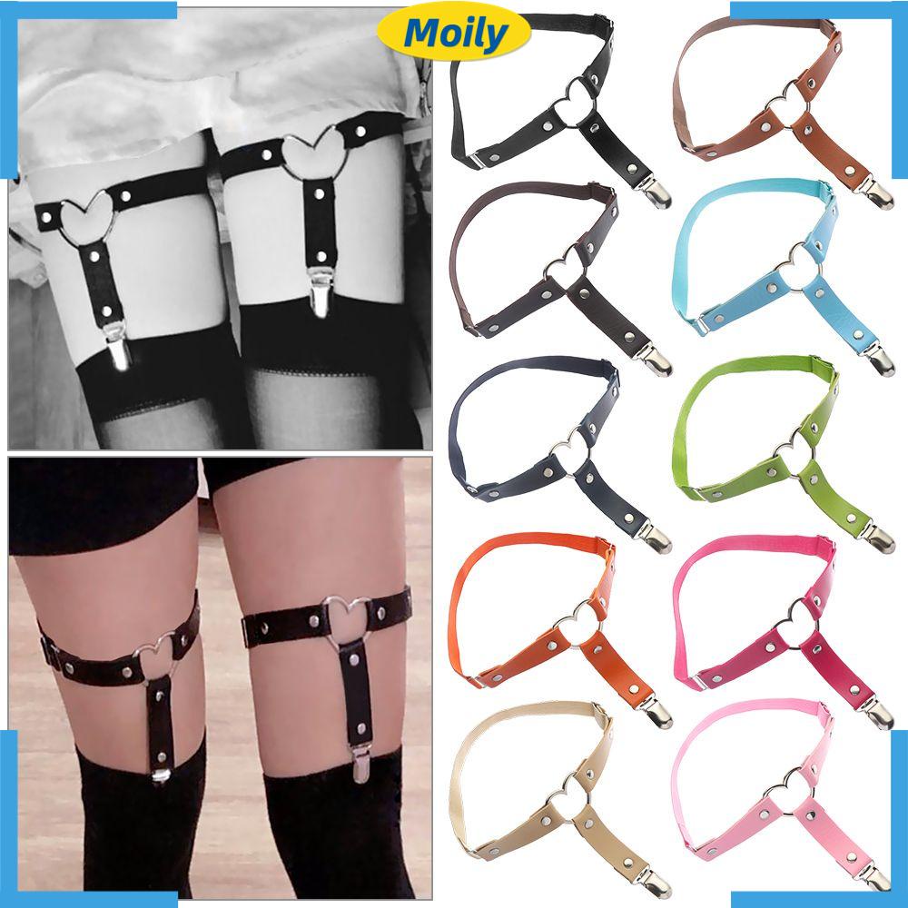 Nịt bít tất da PU đeo chân thiết kế trái tim phong cách cá tính dành cho nữ