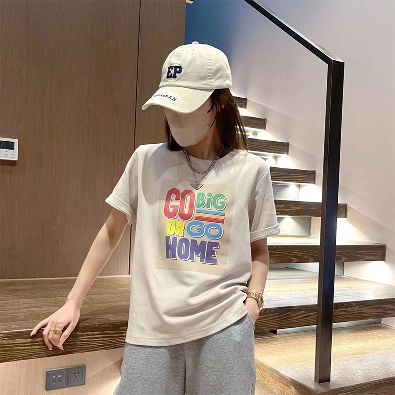 NRVP Áo Thun 100% Cotton Ngắn Tay Form Rộng Phong Cách Hàn Quốc Dành Cho Nữ