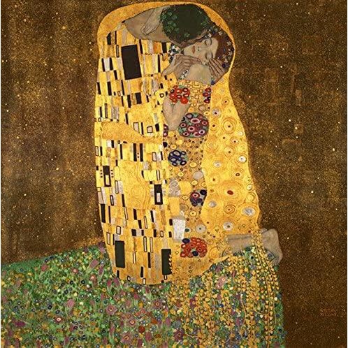 Tranh Vải Bạt Treo Tường In Chữ Kiss by Gustav Klimt Nổi Tiếng Co Giãn Và Khung Ảnh Giclee Hiện Đại