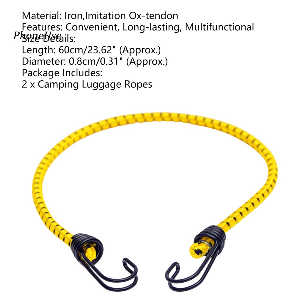 Pu Set 2 Dây Bungee 60cm Đa Năng Độ Co Giãn Cao Bền Cao Thông Dụng Cho Hành Lý Ngoài Trời