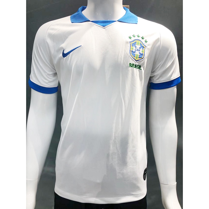 2301#Sports T-shirt giản dị 19-20 quần áo huấn luyện brazil màu trắng nam in áo polo brazil