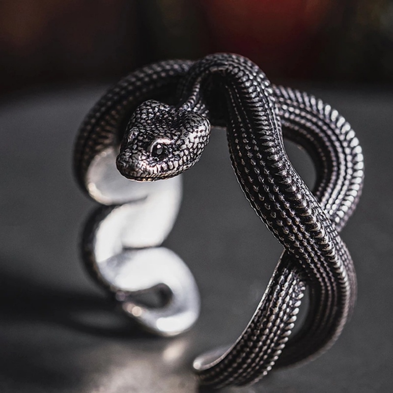 Retro European and American New Python Ring Men's and Women's Dark Punk Style Three-dimensional Snake Ring Snake Winding Ring Women