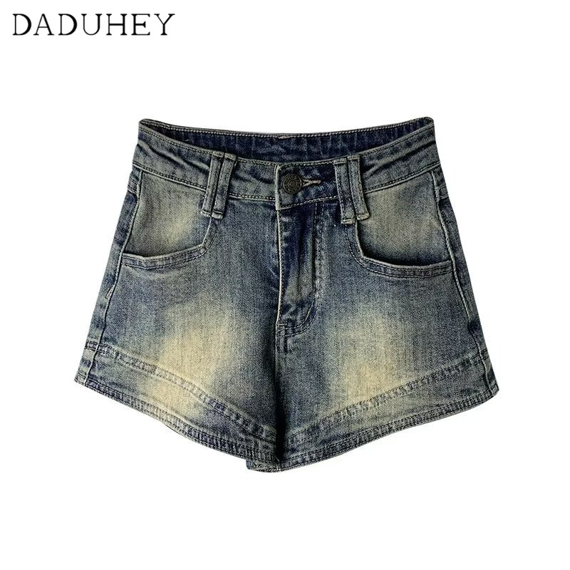 Quần short DADUHEY vải denim lưng cao retro thời trang phong cách Hàn Quốc 2023