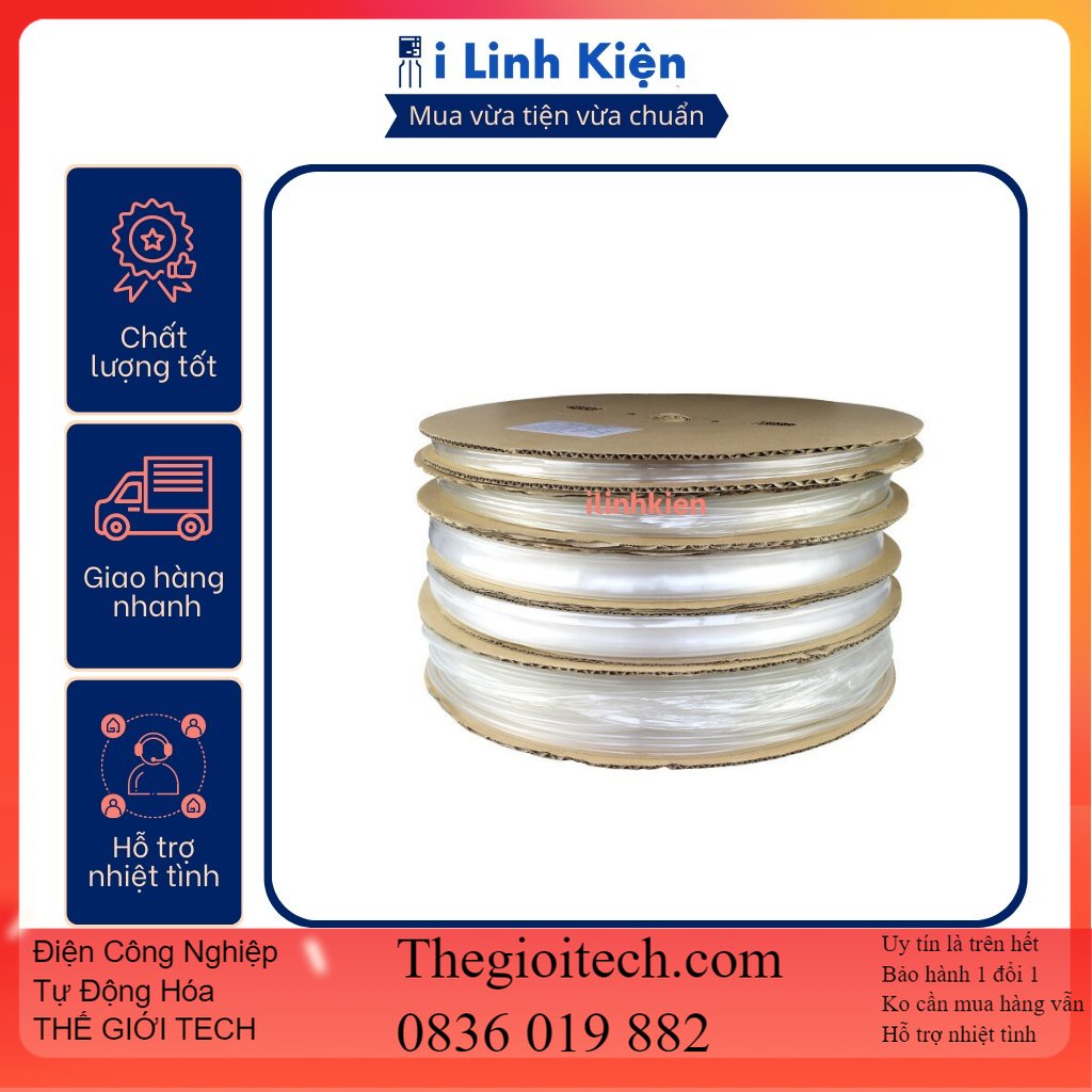 Gen co nhiệt cách điện trong suốt 1mm dài 1 mét