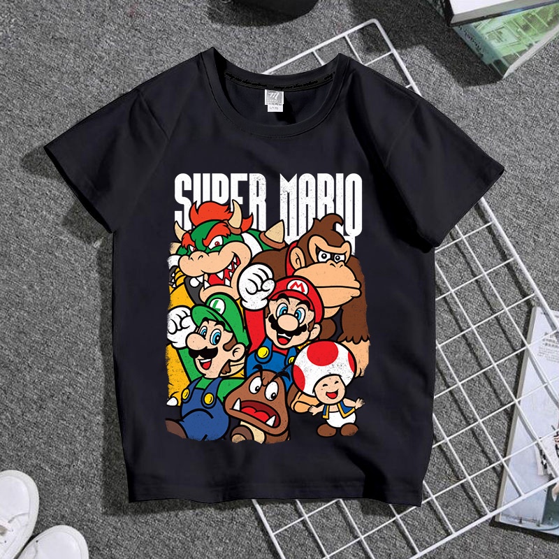 Áo Thun Tay Ngắn In Hoạt Hình Super Mario Dễ Thương Cho Nam Và Nữ