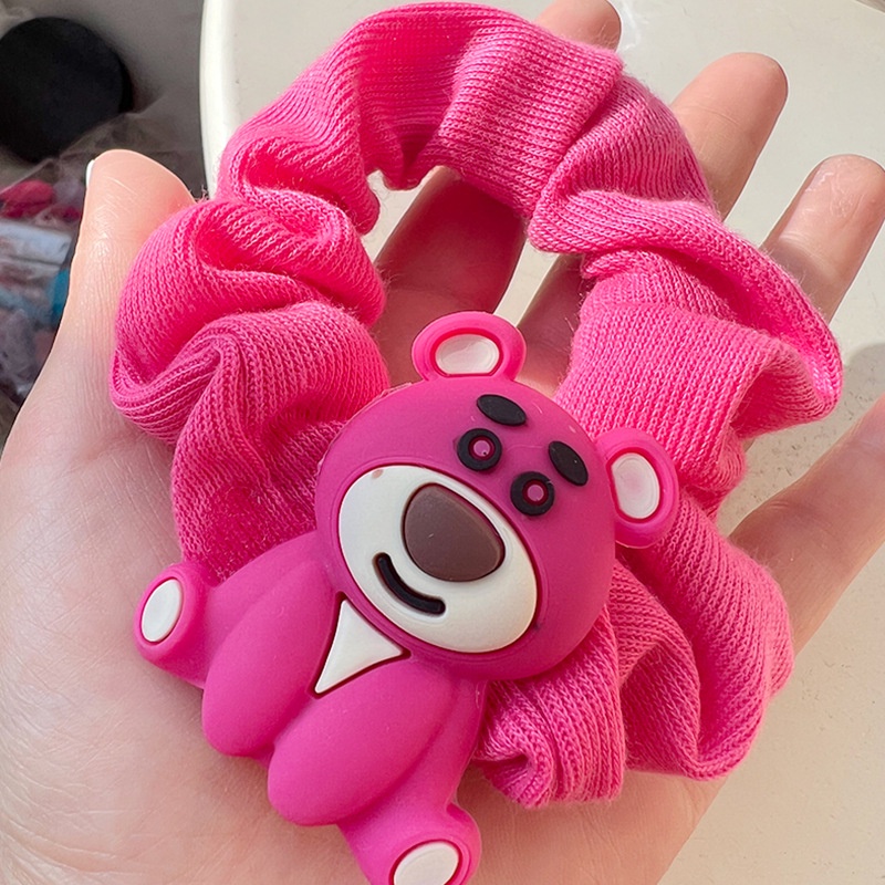 Gấu dâu Lotso Set 11 Dây Cột Tóc Cao Su Đính Hoa / Gấu Hoạt Hình Dễ Thương Cho Bé Gái