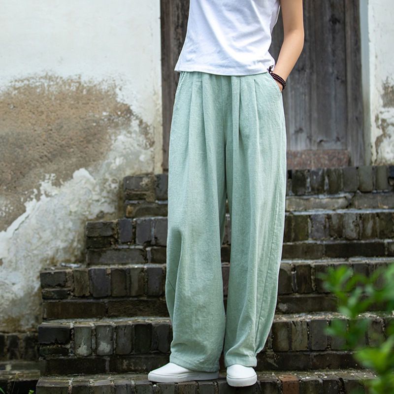 ICE cotton linen cool quick-drying pants pants new Chinese style artistic retro women's loose slimming