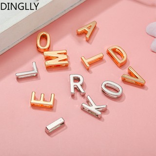  Dinglly 10mm lỗ vuông màu vàng chữ cái tiếng anh charm phù hợp với 10mm vòng tay cho phụ nữ phụ kiện tự làm đính cườm 