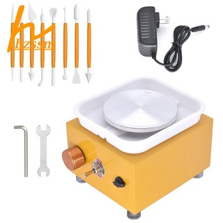 Electric Pottery Wheel Machine,10cm Adjustable Speed Pottery Wheel with Detachable Basin,for Ceramic Teaching US Plug,C
