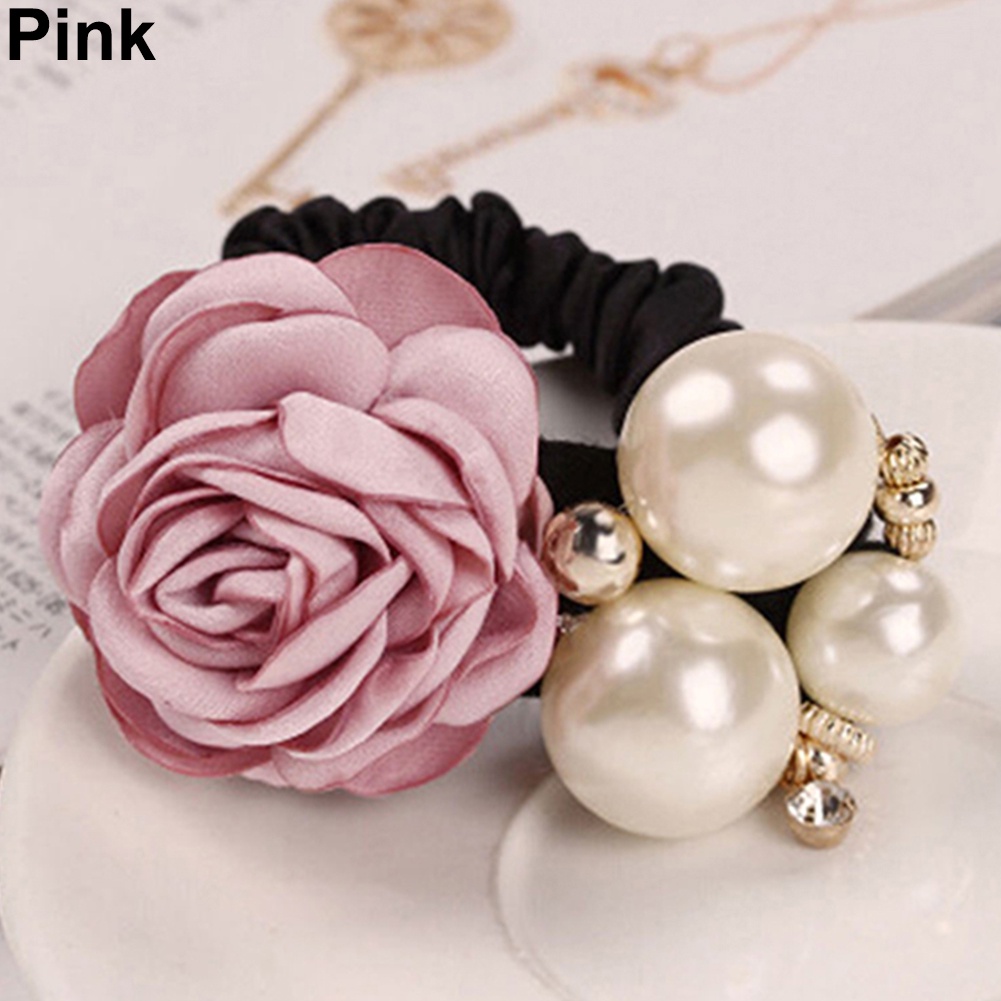 Dây Cột Tóc Đuôi Ngựa Đính Hoa Hồng Ngọt Ngào Thời Trang Cho Nữ 4 Cái