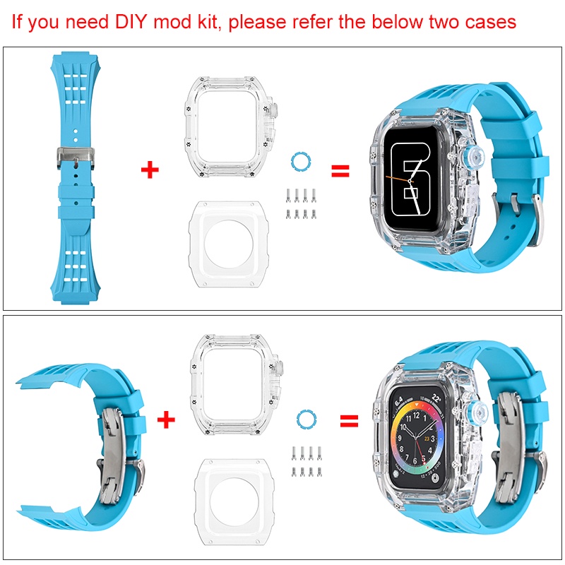 Dây Silicone Trong SuốT Cao Su Cho ĐồNg Hồ iWatch 8 7 44 / 45MM Ultra 49MM