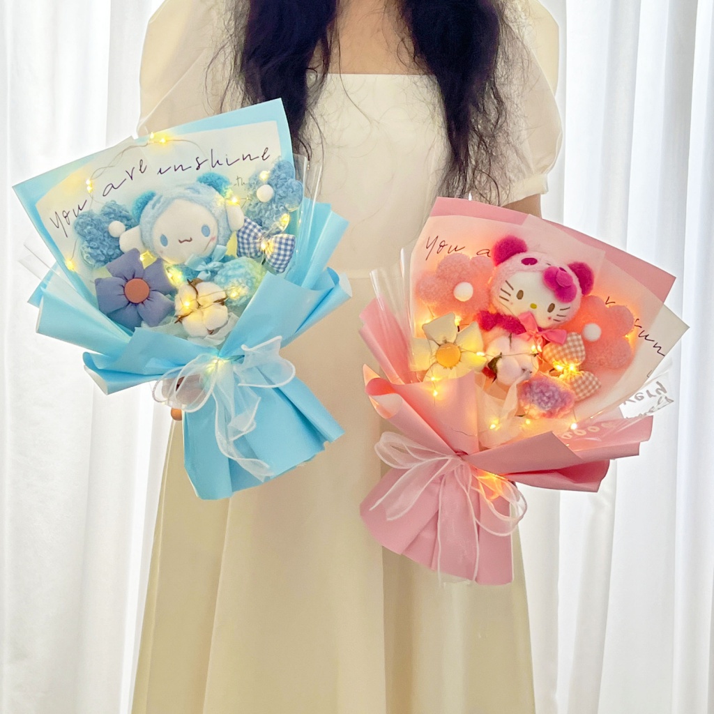 Gấu bông Bó Hoa Hình Gấu Dâu Tây Dễ Thương Dùng Làm Quà Tặng Cho Bạn Gái / Bạn Trai gấu dâu