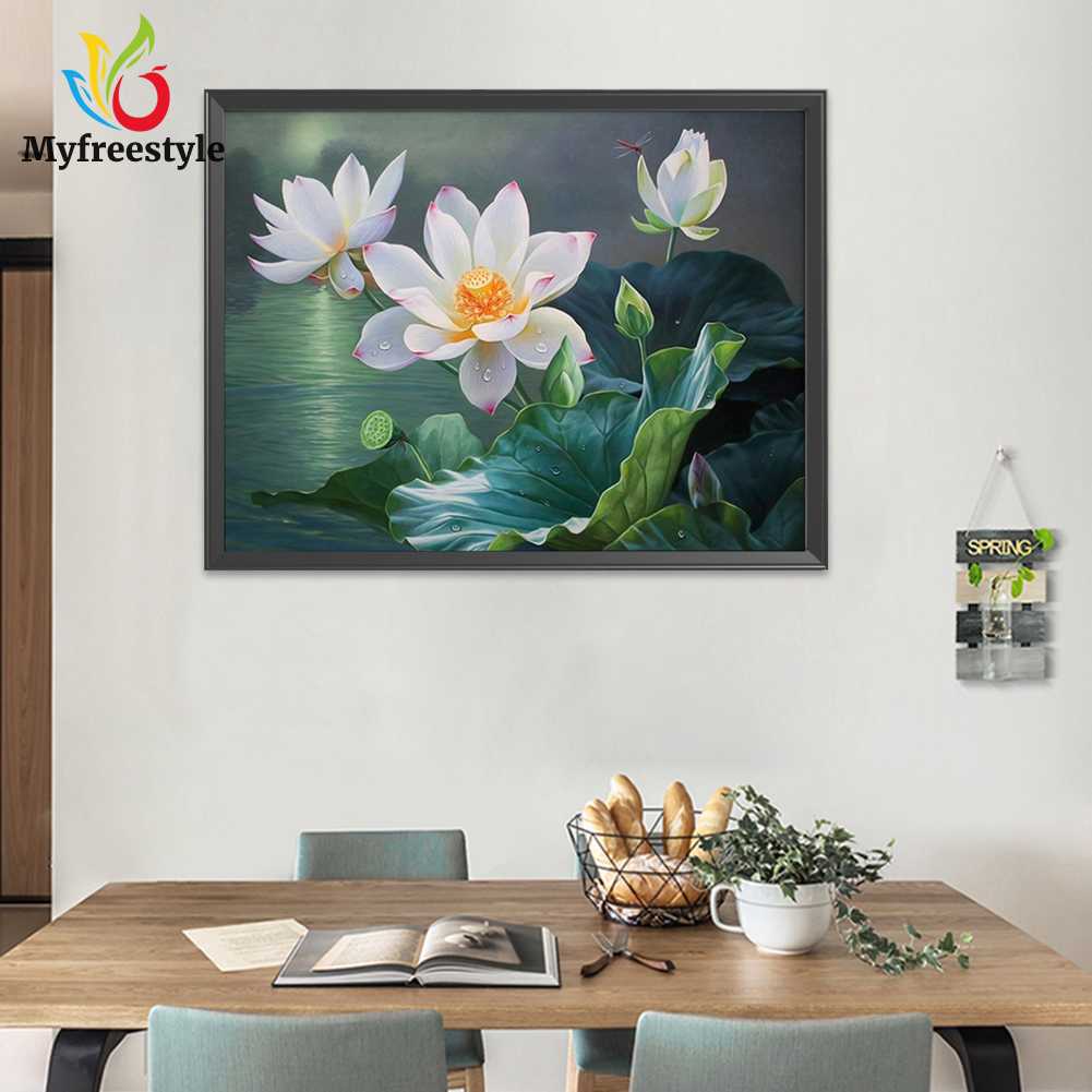 50*40CM Bộ Tranh Thêu Chữ Thập Tự Làm Hình Hoa Sen 50X40Cm 11Ct (Jl187 A)
