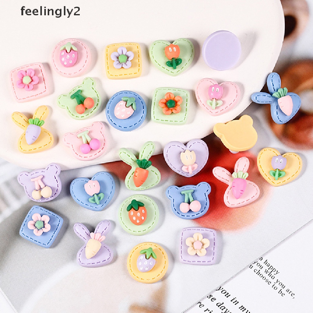 Bộ 10 Hạt Nhựa Hình Trái Cây Hoạt Hình 3D Trang Trí Sổ Tay DIY