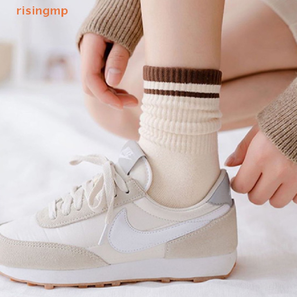 Set 2 Đôi Vớ Thể Thao Bằng Cotton Thoải Mái Màu Trơn Họa Tiết Kẻ Sọc Thời Trang Cho Nữ