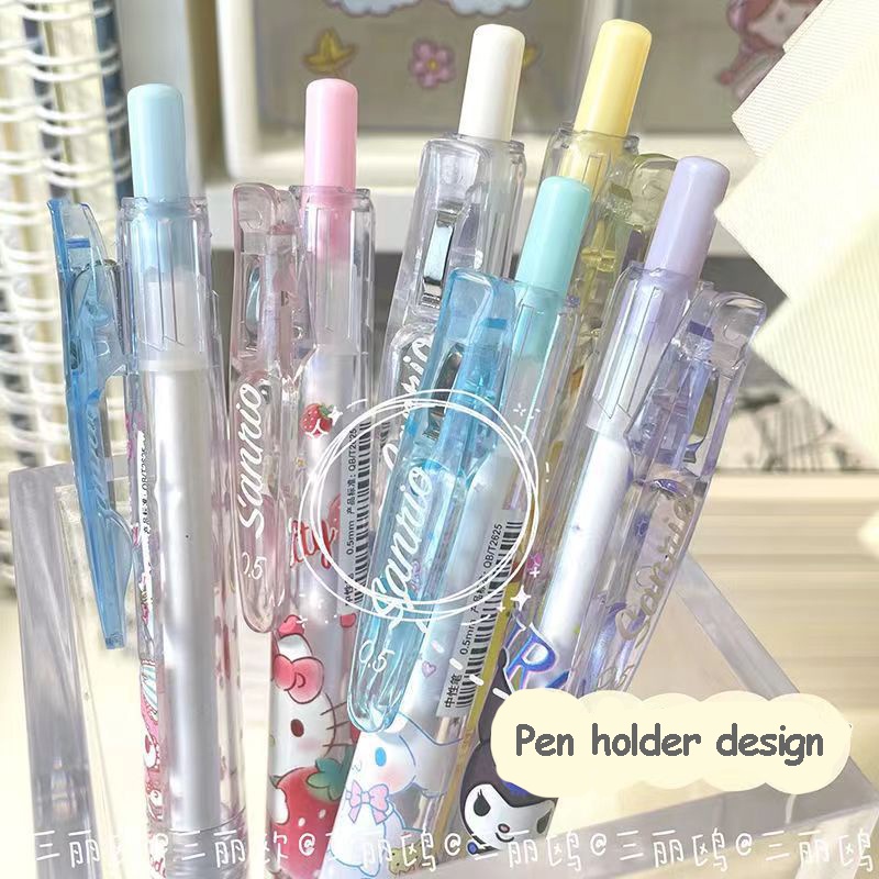 Bút Bi Trong Suốt Dạng Nhấn Họa Tiết Hoạt Hình Dễ Thương Cho Học Sinh