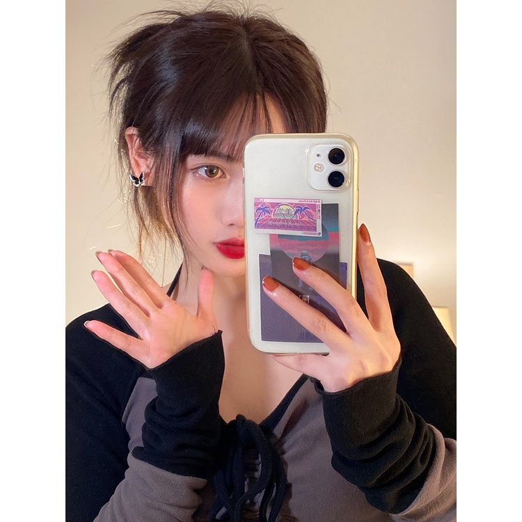 Khuyên Tai Hình Bướm Đen Đính Đá Sang Trọng Phong Cách Hàn Quốc