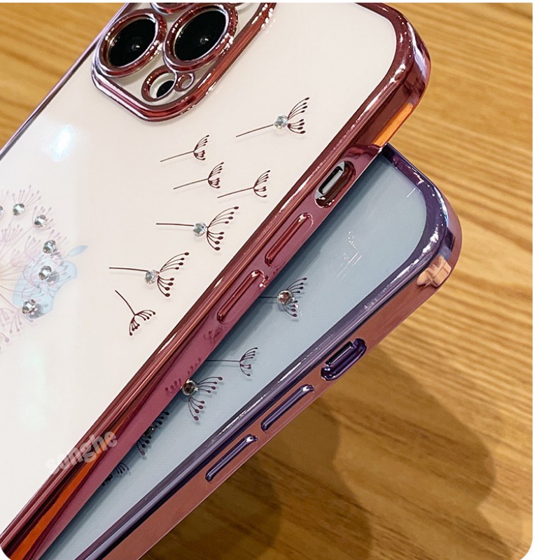 Ốp Điện Thoại Trong Suốt Đính Kim Cương Giả Cho IPhone 11 11Pro 11ProMax 12 12Pro 12ProMax 13 13Pro 13ProMax 14 14Pro 14ProMax