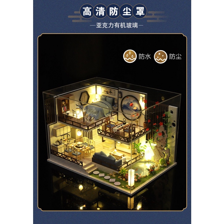 Đồ Chơi Mô Hình Tòa Nhà Hut Bằng Gỗ Tre Mực Hut Phong Cách Trung Hoa Đơn Giản Sáng Tạo diy Mới  OWP4