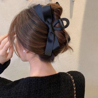 Kẹp tóc nơ lớn màu đỏ đen phong cách hepburn cho nữ