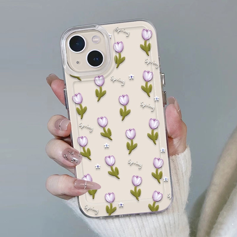 ✅Toàn Bộ Ốp Điện Thoại Chống Sốc Họa Tiết Hoa Tulip Cho iPhone 14 / 13promax 12 / 11 xrs 7 / 8Plus