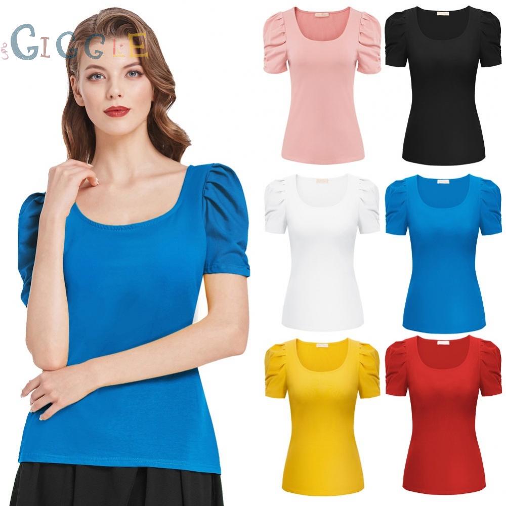 【GIGGLE】Tops Elastic Waist Fashion Girls Hem High-Low Off Shoulder Smocked waist
