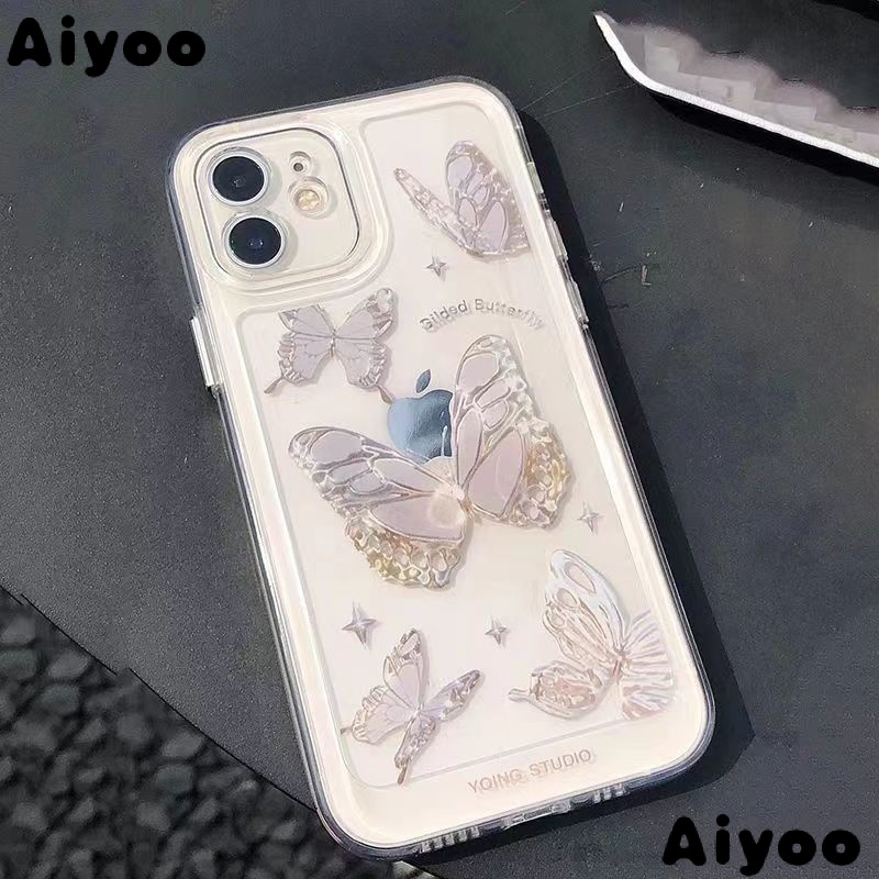 ✅Ốp Điện Thoại Trong Suốt Chống Sốc In Họa Tiết Bươm Bướm Xinh Xắn Dành Cho iPhone 14 Pro Max 13 11 xs