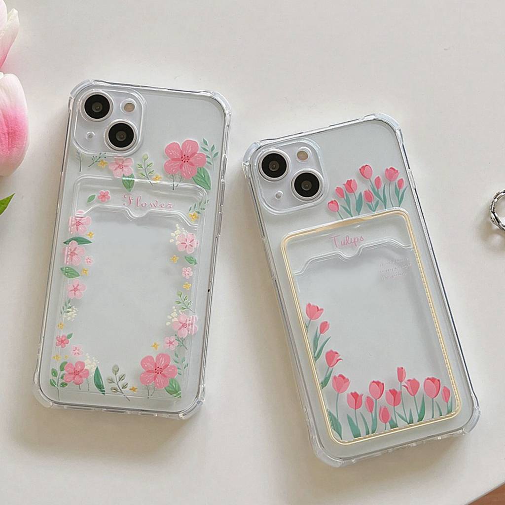 Ốp lưng iphone trong túi đựng thẻ Hoa Tulip 6/6s/6plus/6splus/7/7plus/8/8plus/xs/11/12/13/pro/max/plus/promax TT25