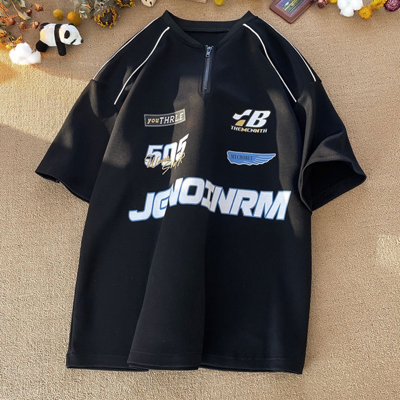 Áo Thun Bóng Chày Tay Ngắn Dáng Rộng Thời Trang Mùa Hè Phong Cách Hip Hop Cho Nam