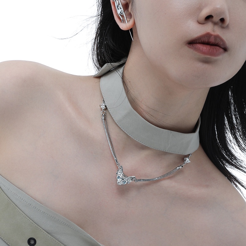 Vòng Cổ Choker Dạng Chuỗi Rắn Màu Bạc Thời Trang Cho Nam Và Nữ