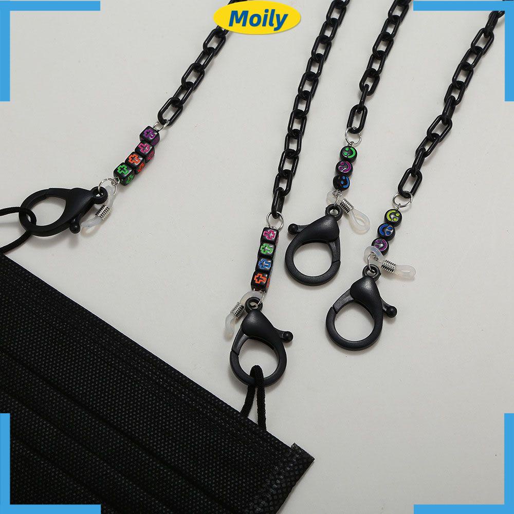 Dây đeo acrylic kiểu mặt cười dễ thương để giữ mắt kính tiện lợi màu đen