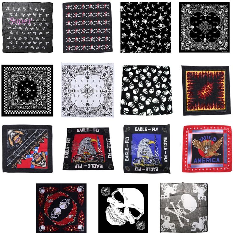 Khăn Vuông Trùm Đầu Bằng Cotton In Họa Tiết Đầu Lâu Phong Cách Hip Hop Đa Năng