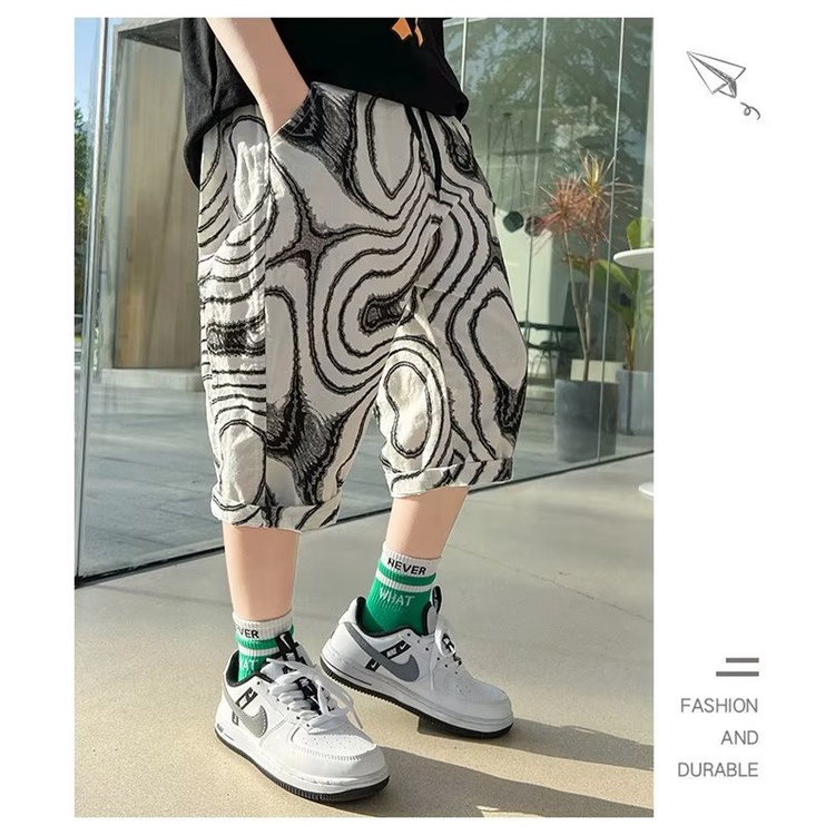 Quần Đùi Cotton Dáng Rộng Có Túi In Hình Dành Cho Bé Trai