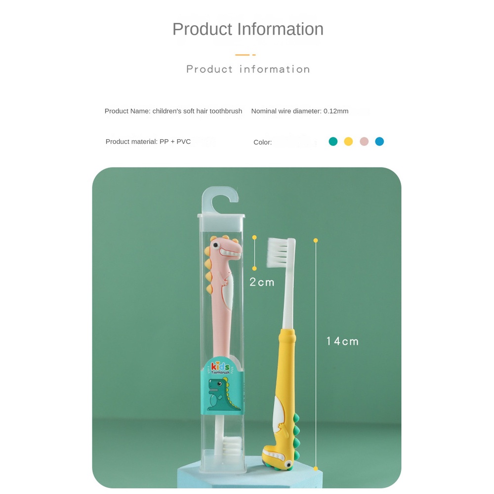 Bàn Chải Đánh Răng Lông Siêu Mềm Hình Khủng Long Cho Bé 2-12 Tuổi