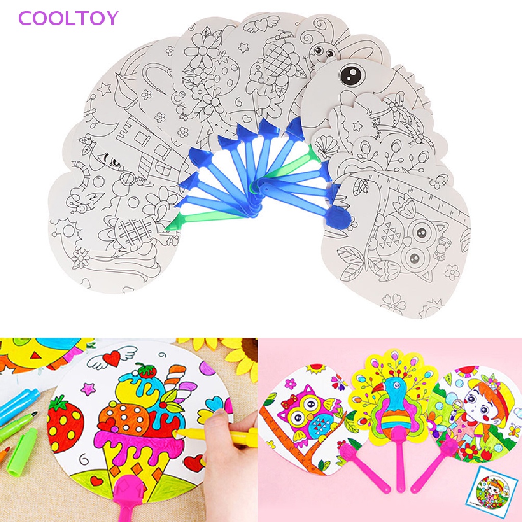 Cooltoy 1 Quạt Cầm Tay Hoạt Hình Tô Màu Thủ Công DIY Đồ Chơi Cho Trẻ Mẫu Giáo HOT