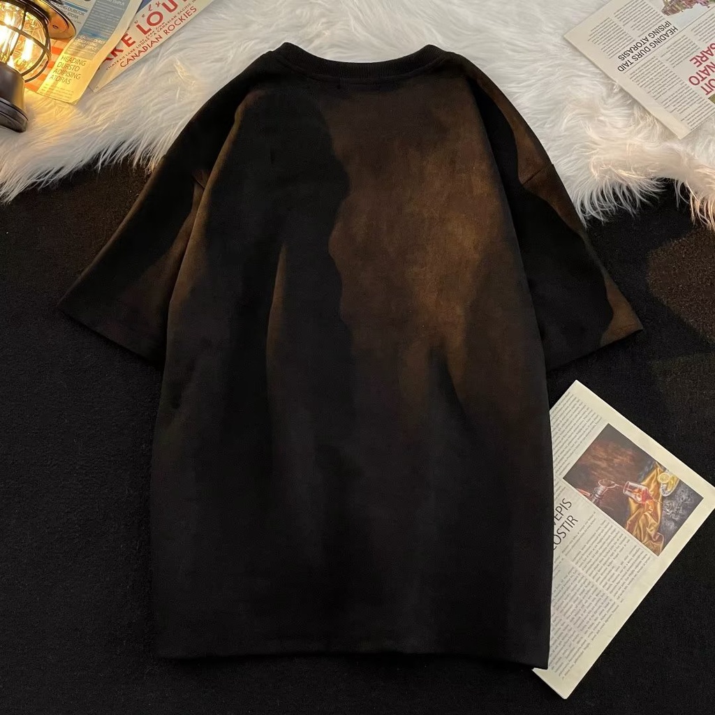 Áo Thun Tay Lỡ Cổ Tròn Phong Cách Đường Phố Nhật Bản Thời Trang Cho Nam