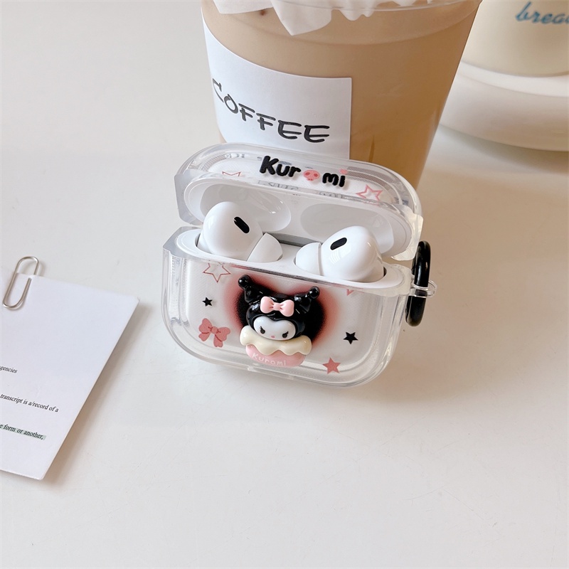 Vỏ Bảo Vệ Hộp Sạc Tai Nghe Bluetooth Không Dây Airpods1 / 2 3 Pro Pro2 Air Pods Pro 3 Hình Kuromi Có Vòng Đeo Tay Dễ Thương